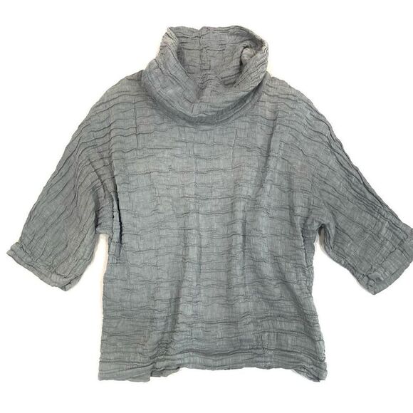 GRIZAS Linen & Silk Cowl Neck Oversized Top - Picture 3 of 7